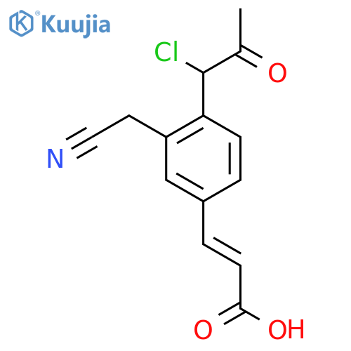 4-(1-Chloro-2-oxopropyl)-3-(cyanomethyl)cinnamic acid structure