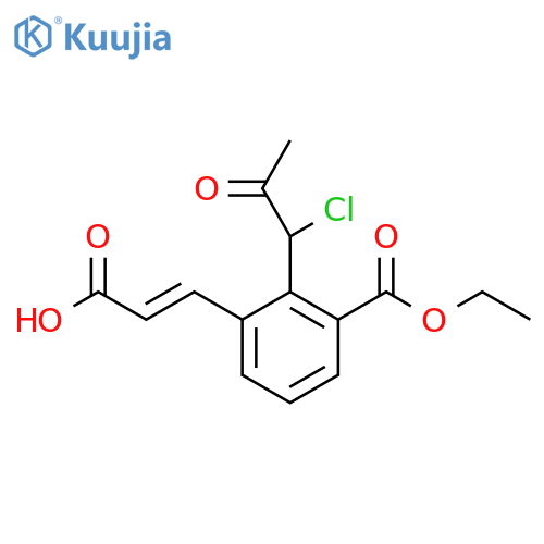 Ethyl 3-(2-carboxyvinyl)-2-(1-chloro-2-oxopropyl)benzoate structure