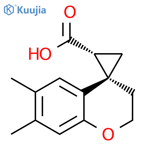 Spiro[4H-1-benzopyran-4,1'-cyclopropane]-2'-carboxylic acid, 2,3-dihydro-6,7-dimethyl-, (1'S,2'R)- structure