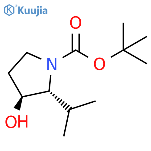 1-Pyrrolidinecarboxylic acid, 3-hydroxy-2-(1-methylethyl)-, 1,1-dimethylethyl ester, (2R,3S)-rel- structure
