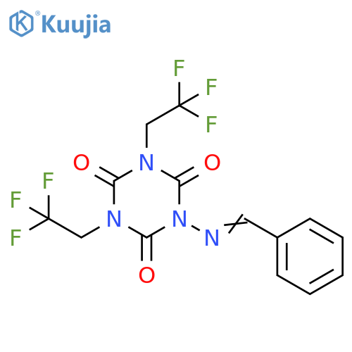 1,3,5-Triazine-2,4,6(1H,3H,5H)-trione, 1-[(phenylmethylene)amino]-3,5-bis(2,2,2-trifluoroethyl)- structure