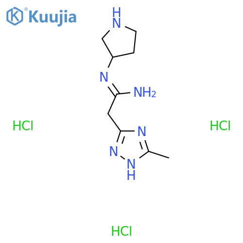 2-(5-methyl-1H-1,2,4-triazol-3-yl)-N'-(pyrrolidin-3-yl)ethanimidamide trihydrochloride structure
