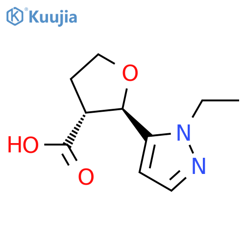 (2R,3R)-2-(1-ethyl-1H-pyrazol-5-yl)oxolane-3-carboxylic acid structure