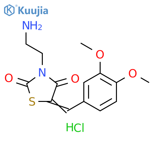 (5Z)-3-(2-aminoethyl)-5-[(3,4-dimethoxyphenyl)methylidene]-1,3-thiazolidine-2,4-dione hydrochloride structure