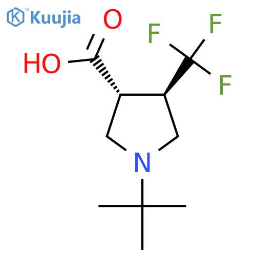 rac-(3R,4R)-1-tert-butyl-4-(trifluoromethyl)pyrrolidine-3-carboxylic acid structure