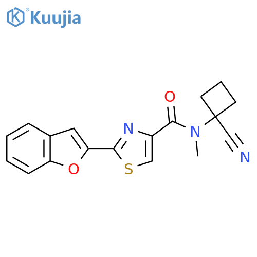 2-(1-benzofuran-2-yl)-N-(1-cyanocyclobutyl)-N-methyl-1,3-thiazole-4-carboxamide structure
