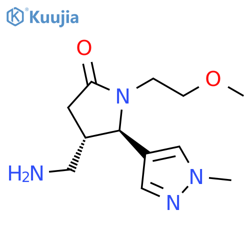 2-Pyrrolidinone, 4-(aminomethyl)-1-(2-methoxyethyl)-5-(1-methyl-1H-pyrazol-4-yl)-, (4S,5R)- structure