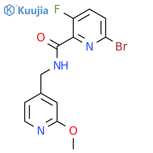 6-bromo-3-fluoro-N-[(2-methoxypyridin-4-yl)methyl]pyridine-2-carboxamide structure