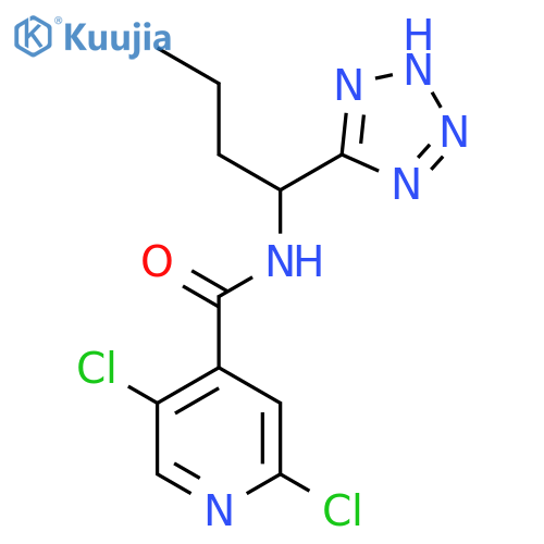 2,5-dichloro-N-[1-(1H-1,2,3,4-tetrazol-5-yl)butyl]pyridine-4-carboxamide structure