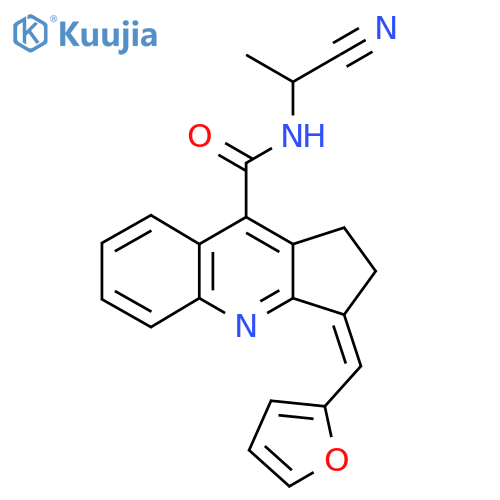 (3Z)-N-(1-Cyanoethyl)-3-(furan-2-ylmethylidene)-1,2-dihydrocyclopenta[b]quinoline-9-carboxamide structure