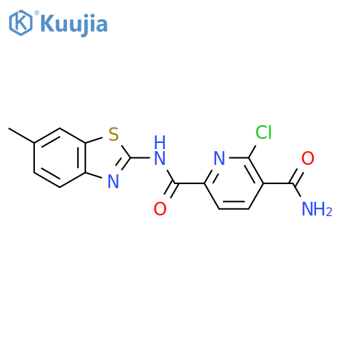 6-chloro-N2-(6-methyl-1,3-benzothiazol-2-yl)pyridine-2,5-dicarboxamide structure