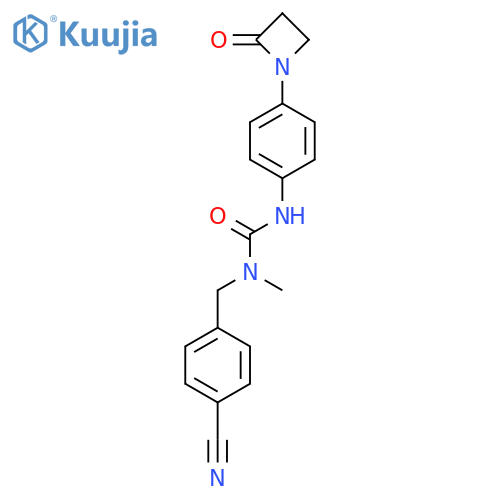3-[(4-Cyanophenyl)methyl]-3-methyl-1-[4-(2-oxoazetidin-1-yl)phenyl]urea structure