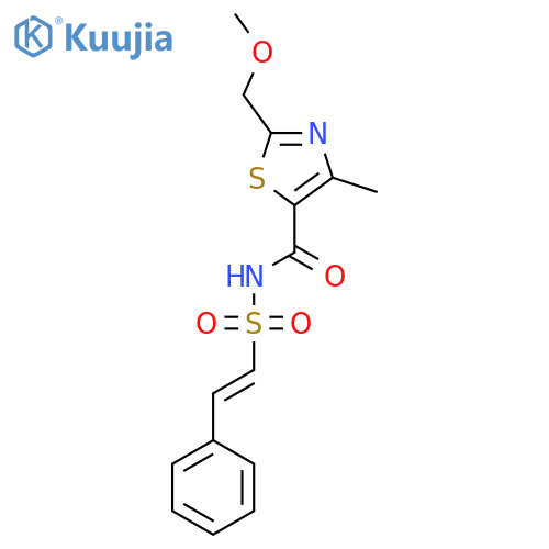 2-(methoxymethyl)-4-methyl-N-(2-phenylethenesulfonyl)-1,3-thiazole-5-carboxamide structure