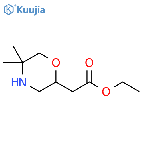 2-Morpholineacetic acid, 5,5-dimethyl-, ethyl ester structure