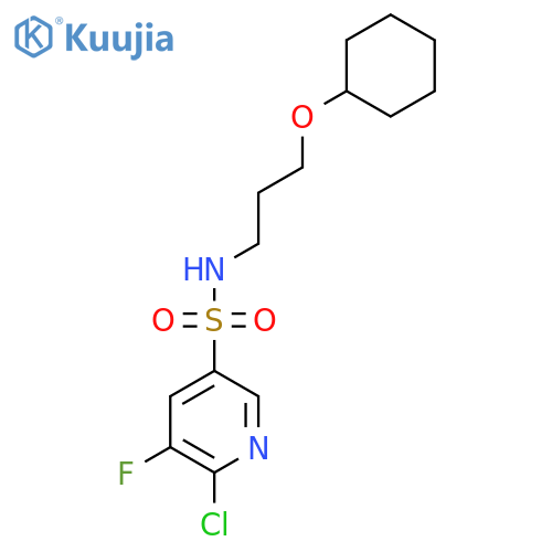 6-chloro-N-[3-(cyclohexyloxy)propyl]-5-fluoropyridine-3-sulfonamide structure