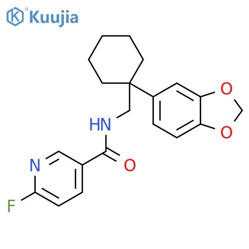 N-{[1-(1,3-dioxaindan-5-yl)cyclohexyl]methyl}-6-fluoropyridine-3-carboxamide structure
