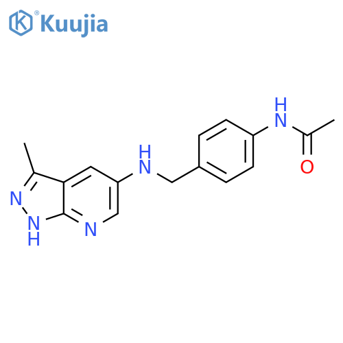 N-{4-[({3-methyl-1H-pyrazolo[3,4-b]pyridin-5-yl}amino)methyl]phenyl}acetamide structure