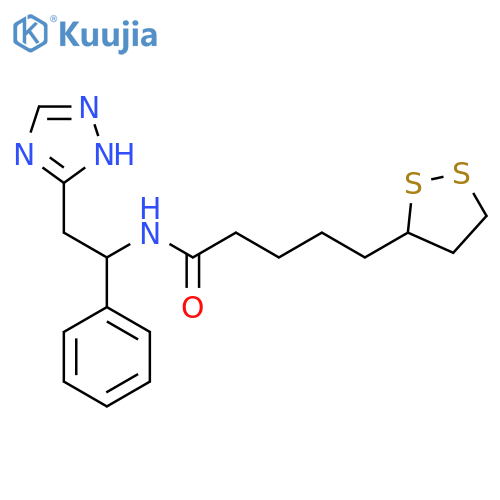 5-(1,2-dithiolan-3-yl)-N-[1-phenyl-2-(4H-1,2,4-triazol-3-yl)ethyl]pentanamide structure