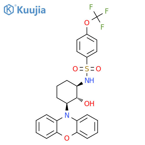 N-[(1R,2R,3S)-2-Hydroxy-3-phenoxazin-10-ylcyclohexyl]-4-(trifluoromethoxy)benzenesulfonamide structure