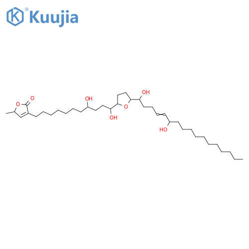 2(5H)-Furanone,3-[(8R,11R)-11-[(2R,5R)-5-[(1R,4E,6S)-1,6-dihydroxy-4-heptadecen-1-yl]tetrahydro-2-furanyl]-8,11-dihydroxyundecyl]-5-methyl-,(5S)- structure