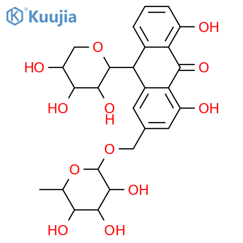 1,8-Dihydroxy-3-(hydroxymethyl)-10-xylosylanthrone; β-D-(10R)-form, 1''-O-α-L-Rhamnopyranoside structure