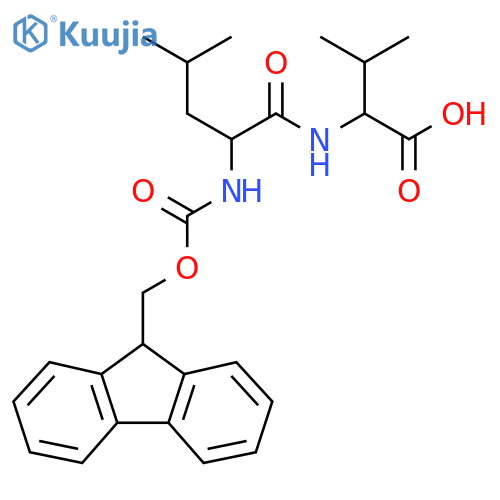 2-[2-({[(9H-fluoren-9-yl)methoxy]carbonyl}amino)-4-methylpentanamido]-3-methylbutanoic acid structure