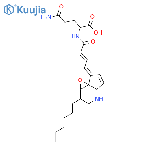 N~2~-[(2E,4Z)-4-(2-hexyl-2,3,4,4a-tetrahydrocyclopenta[b]oxireno[c]pyridin-7(1aH)-ylidene)but-2-enoyl]-L-glutamine structure