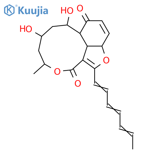 3H,10H-Furo[2,3,4-mn][3]benzoxecin-3,10-dione, 2-(1E,3E,5E)-1,3,5-heptatrienyl-5,6,7,8,9,9a,12a,12b-octahydro-7,9-dihydroxy-5-methyl-, (9aR,12aS,12bS)-(+)- structure