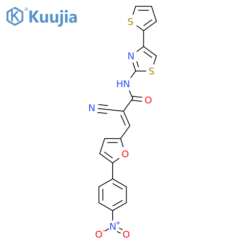 (E)-2-cyano-3-[5-(4-nitrophenyl)furan-2-yl]-N-(4-thiophen-2-yl-1,3-thiazol-2-yl)prop-2-enamide structure