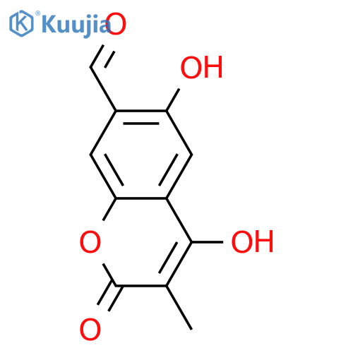 4,6-Dihydroxy-3-methyl-2-oxo-2H-1-benzopyran-7-carboxaldehyde structure