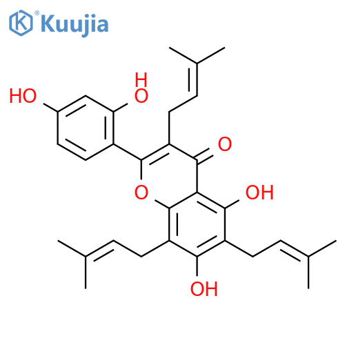 2-(2,4-dihydroxyphenyl)-5,7-dihydroxy-3,6,8-tris(3-methylbut-2-en-1-yl)-4H-chromen-4-one structure