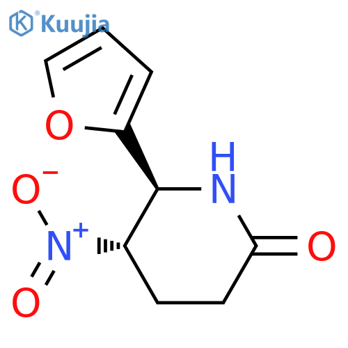 trans-6-(furan-2-yl)-5-nitropiperidin-2-one structure