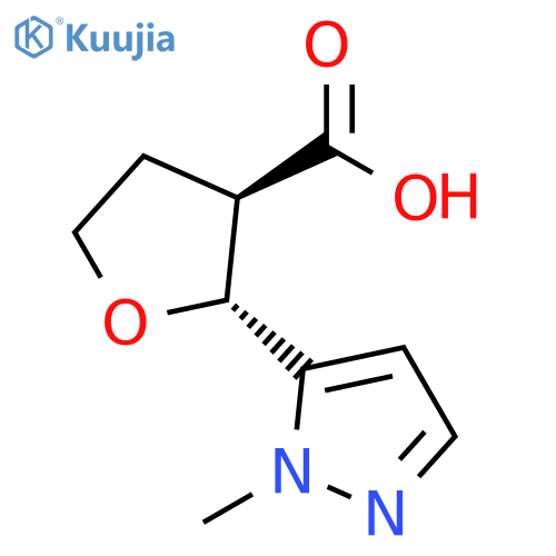 (2R,3R)-2-(1-methyl-1H-pyrazol-5-yl)oxolane-3-carboxylic acid structure