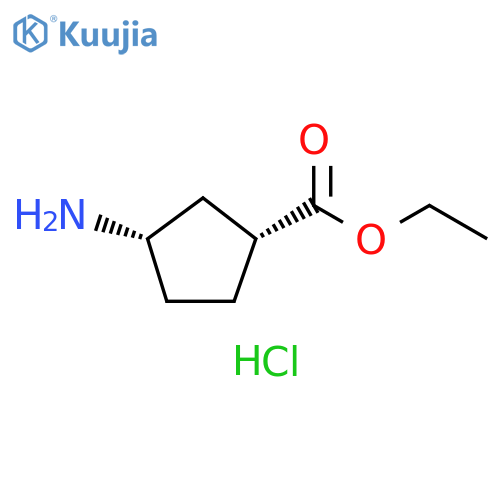Cyclopentanecarboxylic acid, 3-amino-, ethyl ester, hydrochloride (1:1), (1R,3S)- structure
