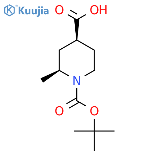 (2S,4S)-1-[(tert-butoxy)carbonyl]-2-methylpiperidine-4-carboxylic acid structure