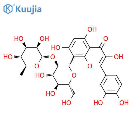 8-[(2S,3R,4S,5S,6R)-4,5-dihydroxy-6-(hydroxymethyl)-3-[(2S,3R,4R,5R,6S)-3,4,5-trihydroxy-6-methyloxan-2-yl]oxyoxan-2-yl]-2-(3,4-dihydroxyphenyl)-3,5,7-trihydroxychromen-4-one structure
