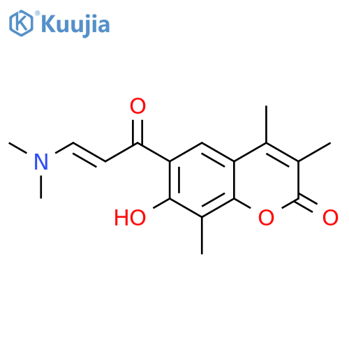 6-[3-(dimethylamino)prop-2-enoyl]-7-hydroxy-3,4,8-trimethyl-2H-chromen-2-one structure