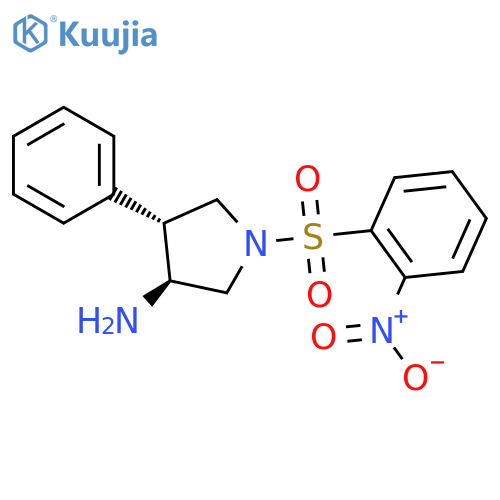 rac-(3R,4S)-1-(2-nitrobenzenesulfonyl)-4-phenylpyrrolidin-3-amine structure
