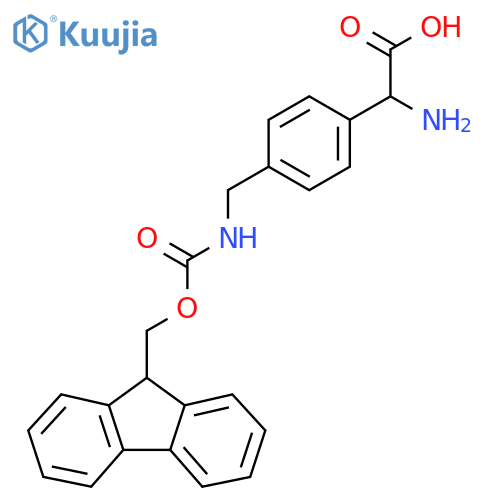 2-amino-2-{4-[({[(9H-fluoren-9-yl)methoxy]carbonyl}amino)methyl]phenyl}acetic acid structure