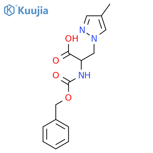 2-{[(benzyloxy)carbonyl]amino}-3-(4-methyl-1H-pyrazol-1-yl)propanoic acid structure