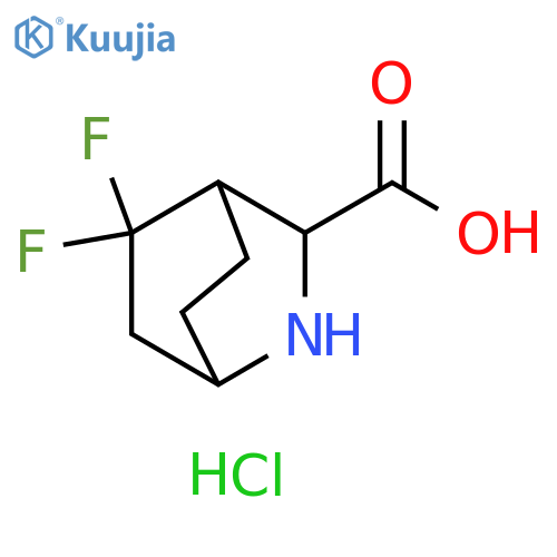 2-Azabicyclo[2.2.2]octane-3-carboxylic acid, 5,5-difluoro-, hydrochloride (1:1) structure