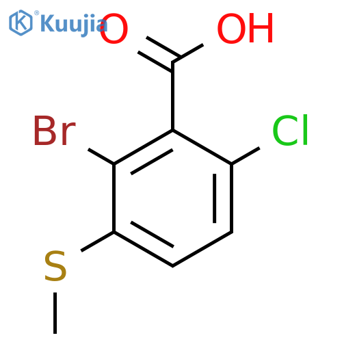 2-Bromo-6-chloro-3-(methylthio)benzoic acid structure