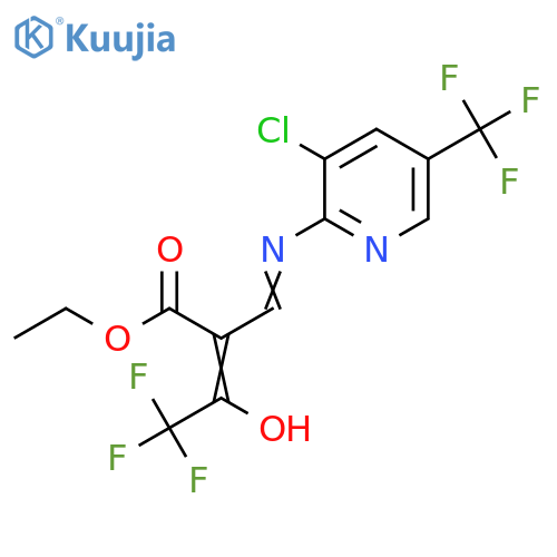 Ethyl 2-({3-chloro-5-(trifluoromethyl)pyridin-2-ylamino}methylidene)-4,4,4-trifluoro-3-oxobutanoate structure