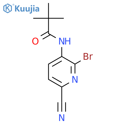N-(2-bromo-6-cyano-3-pyridyl)-2,2-dimethyl-propanamide structure