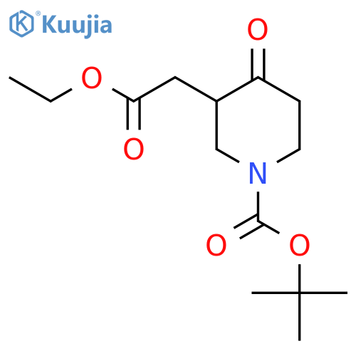 tert-butyl 3-(2-ethoxy-2-oxo-ethyl)-4-oxo-piperidine-1-carboxylate structure