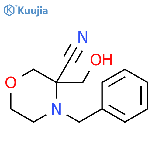 4-benzyl-3-(hydroxymethyl)morpholine-3-carbonitrile structure