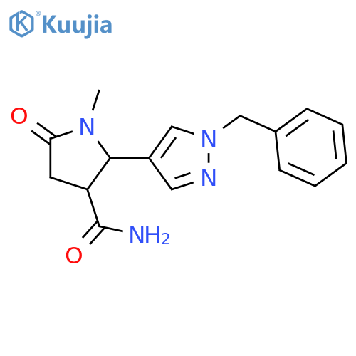 2-(1-Benzyl-1H-pyrazol-4-yl)-1-methyl-5-oxopyrrolidine-3-carboxamide structure