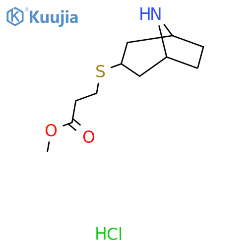 methyl 3-{8-azabicyclo[3.2.1]octan-3-ylsulfanyl}propanoate hydrochloride structure