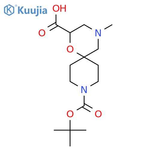 9-(tert-butoxycarbonyl)-4-methyl-1-oxa-4,9-diazaspiro[5.5]undecane-2-carboxylic acid structure