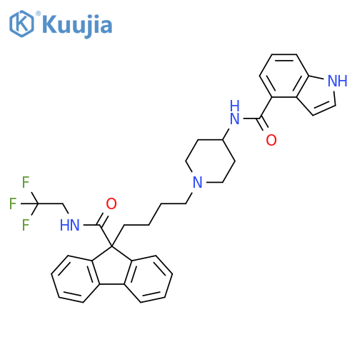 1H-Indole-4-carboxamide,N-[1-[4-[9-[[(2,2,2-trifluoroethyl)amino]carbonyl]-9H-fluoren-9-yl]butyl]-4-piperidinyl]- structure